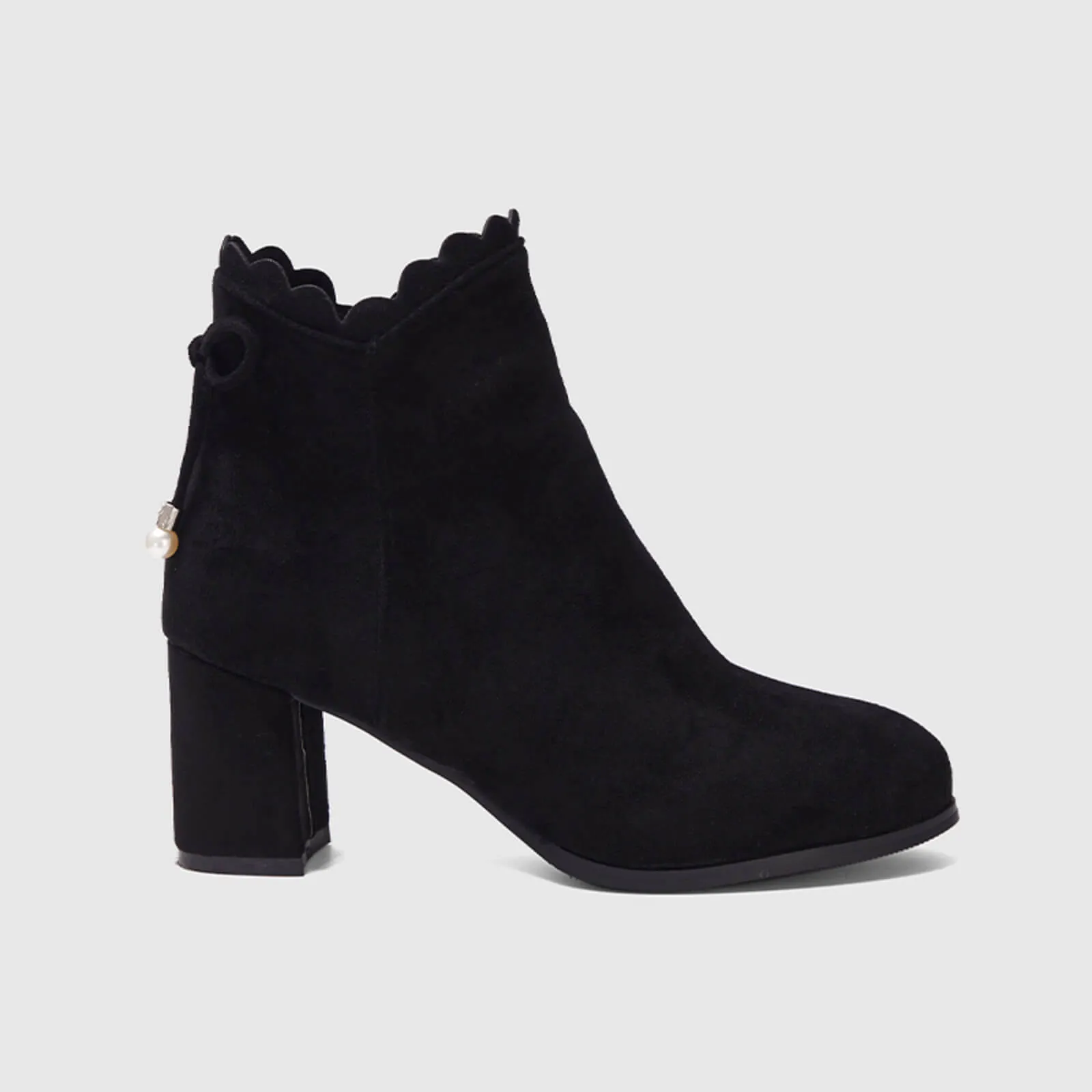 Scalloped Bowknot Ankle Boots With Side Zipper