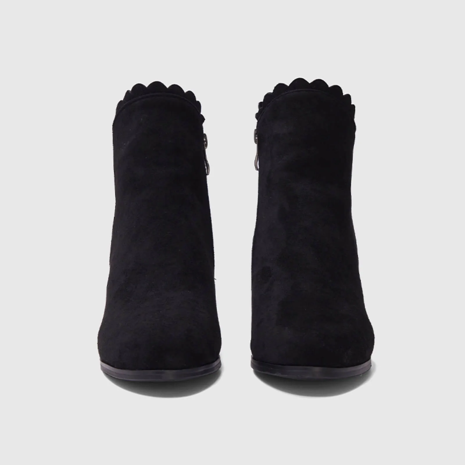 Scalloped Bowknot Ankle Boots With Side Zipper