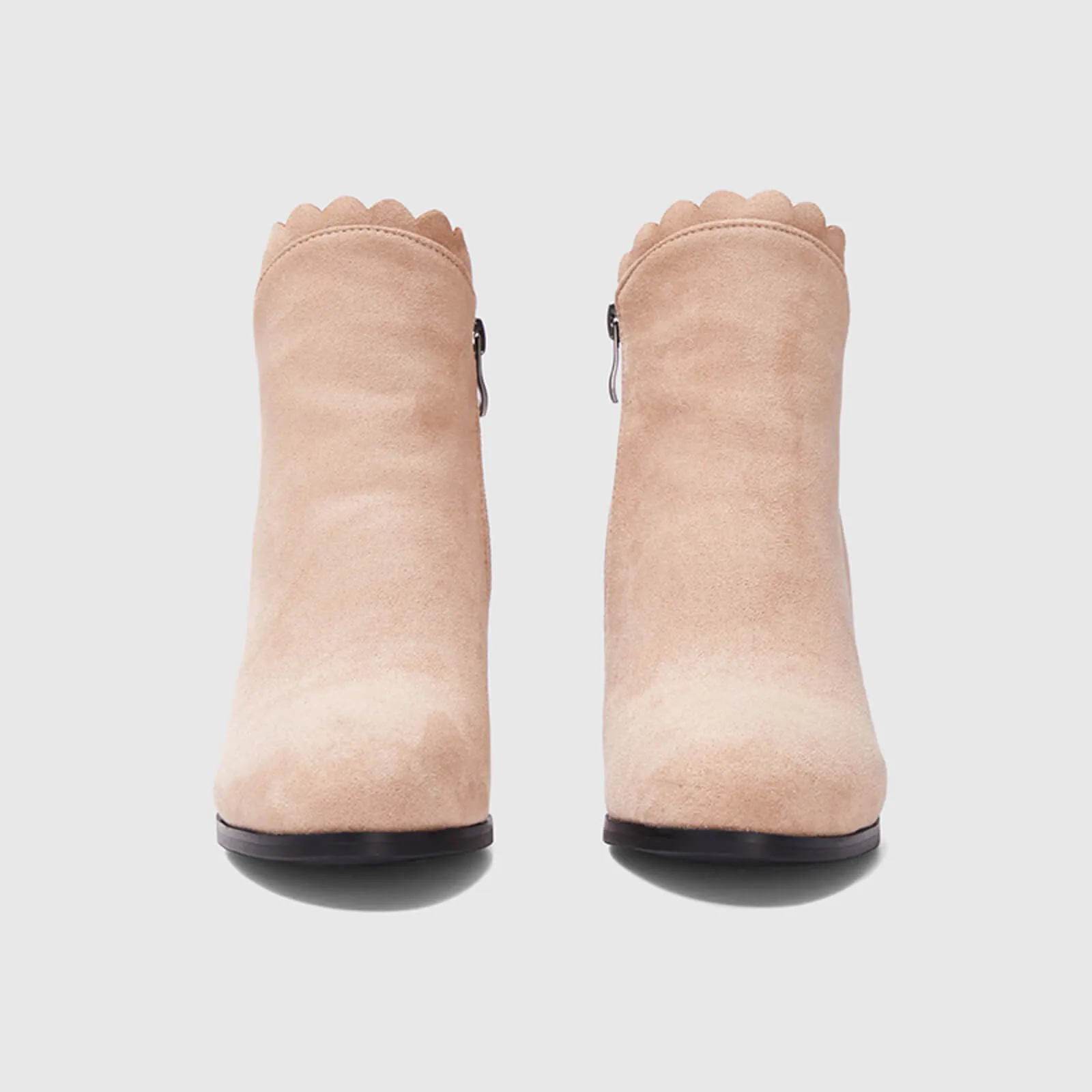 Scalloped Bowknot Ankle Boots With Side Zipper