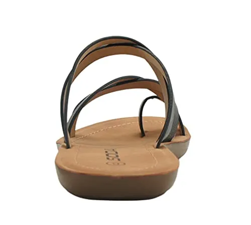 Soda ISABEL ~Women Fashion Comfortable Slip On Flat Cross bands Toe Ring Fashion Sandals