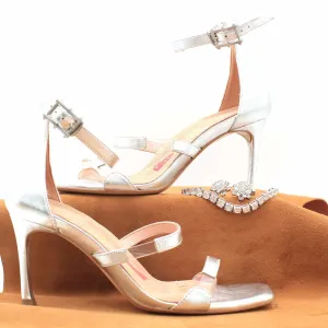 Sterling Silver Strappy Heel Leather Sandal