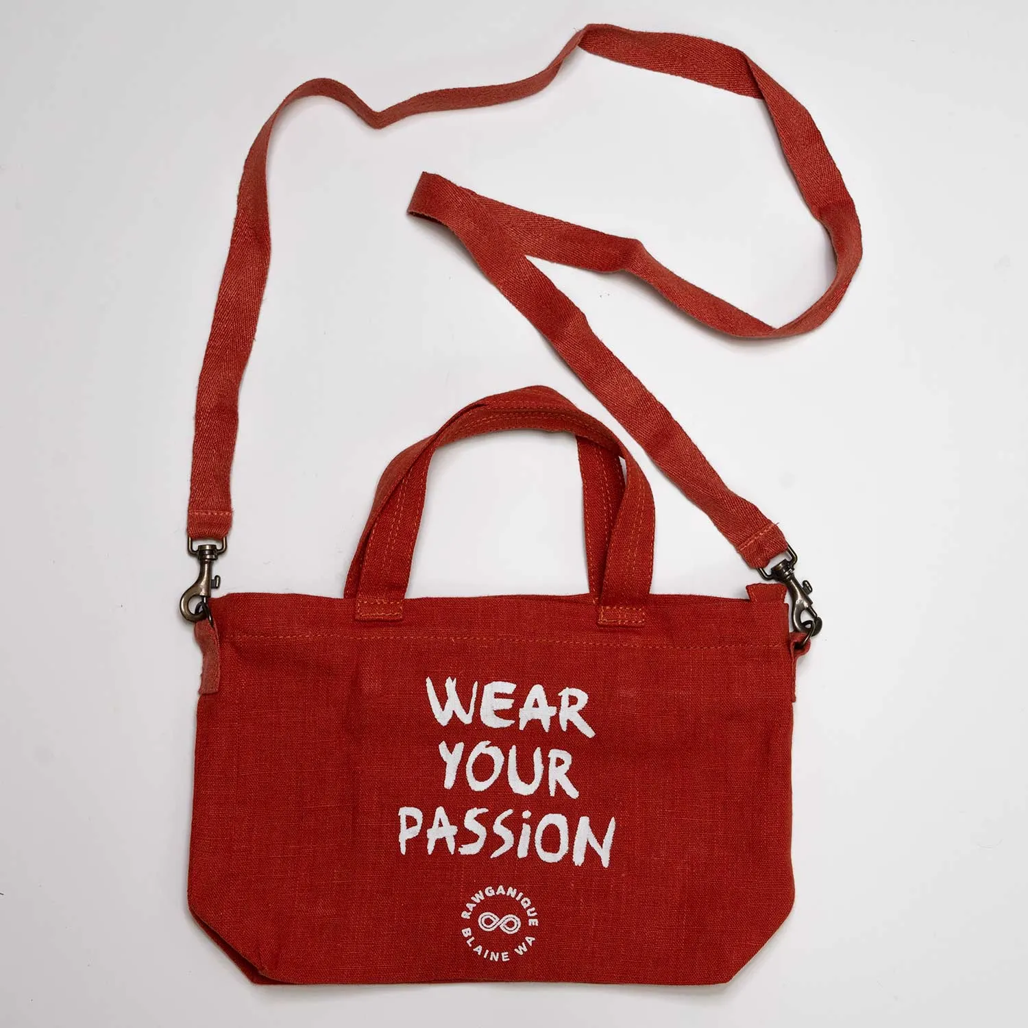 SYDNEY Hemp Shoulder / Clutch Mini Tote Bag (Wear Your Passion) (12x9x3.5) (Plastic-free)