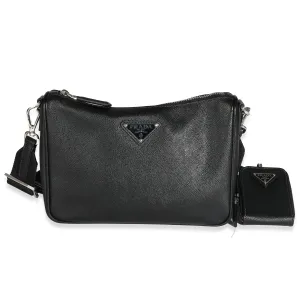 Trendy Inspired Prada Black Saffiano Small Utility Strap Crossbody