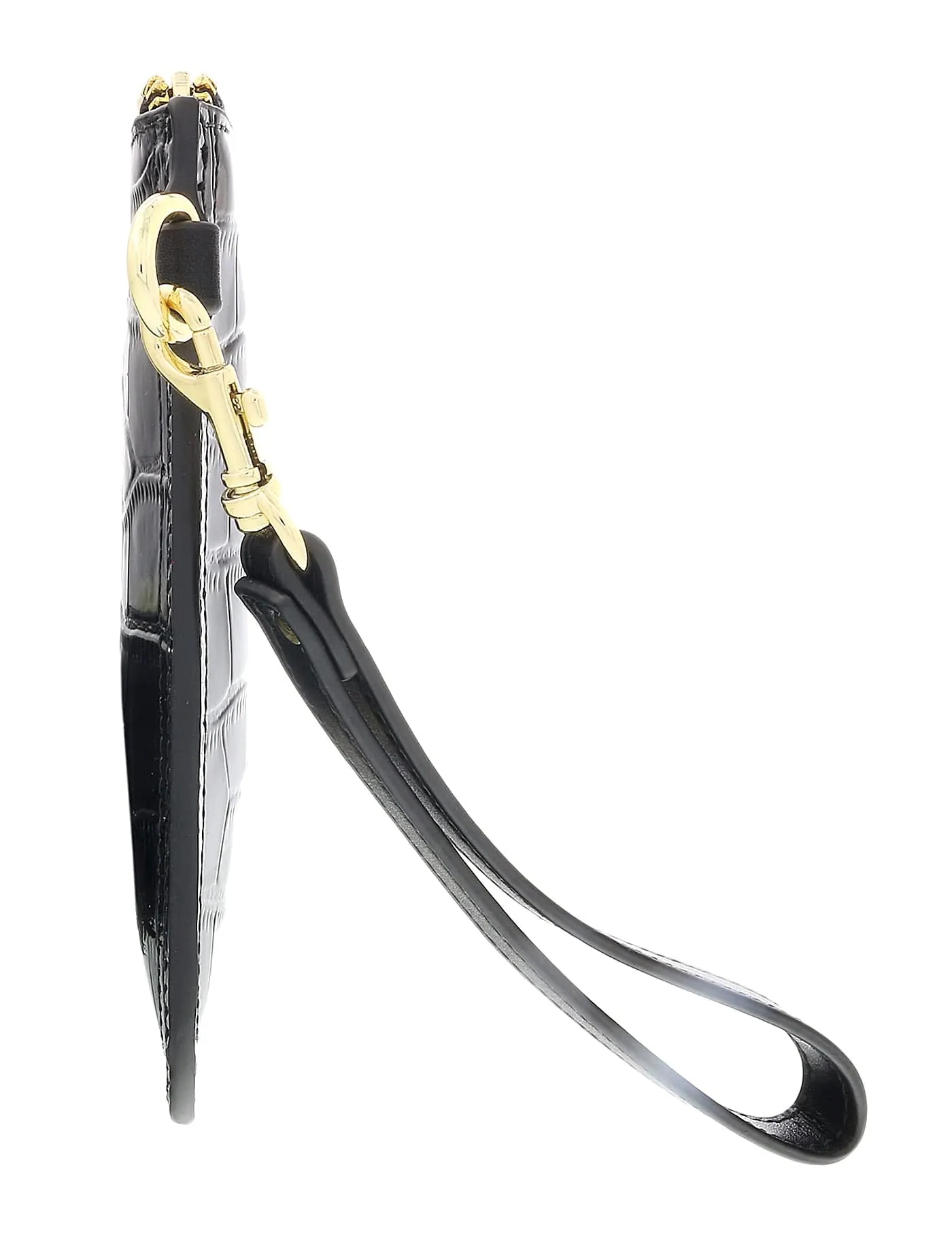 Versace Jeans Couture Black Croco Embossed Wristlet/Crossbody Bag