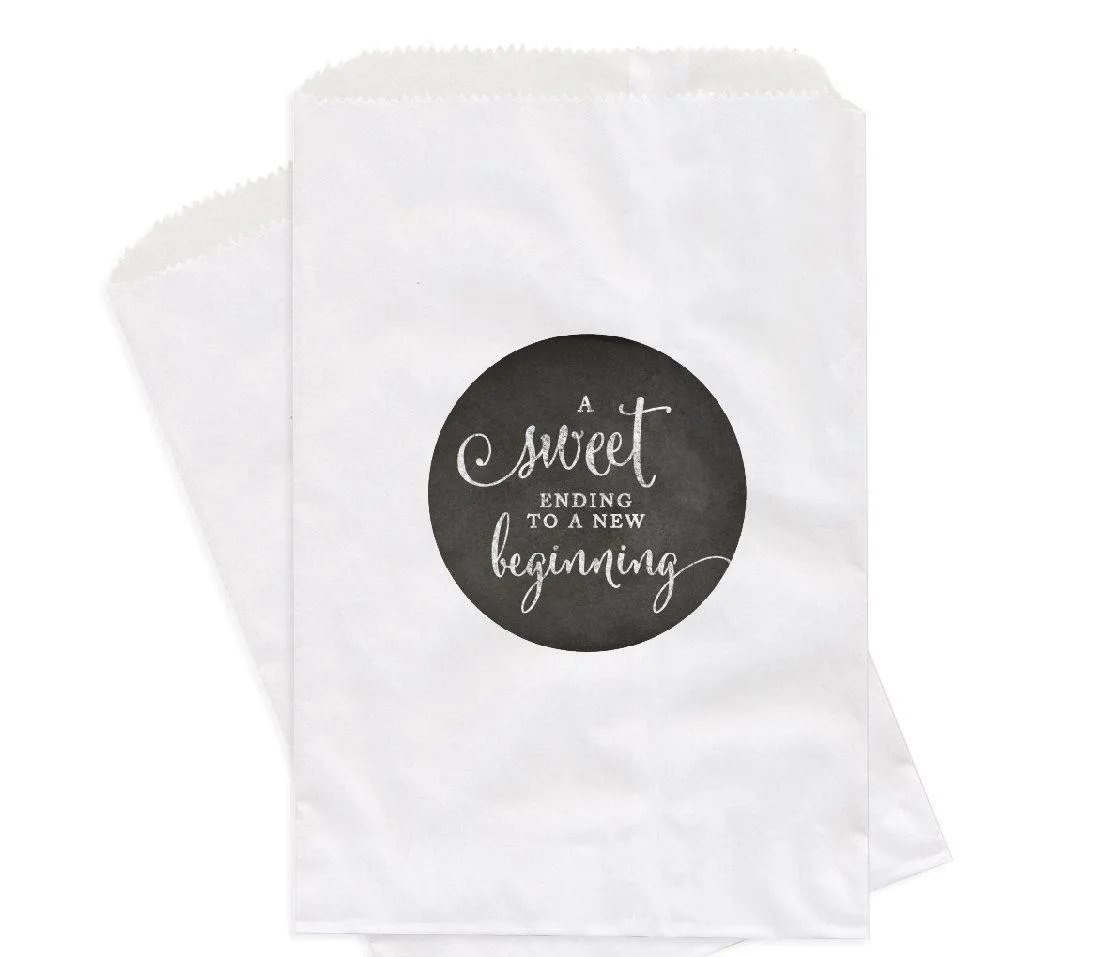 Vintage Chalkboard A Sweet Ending to a New Beginning Dessert Favor Bags