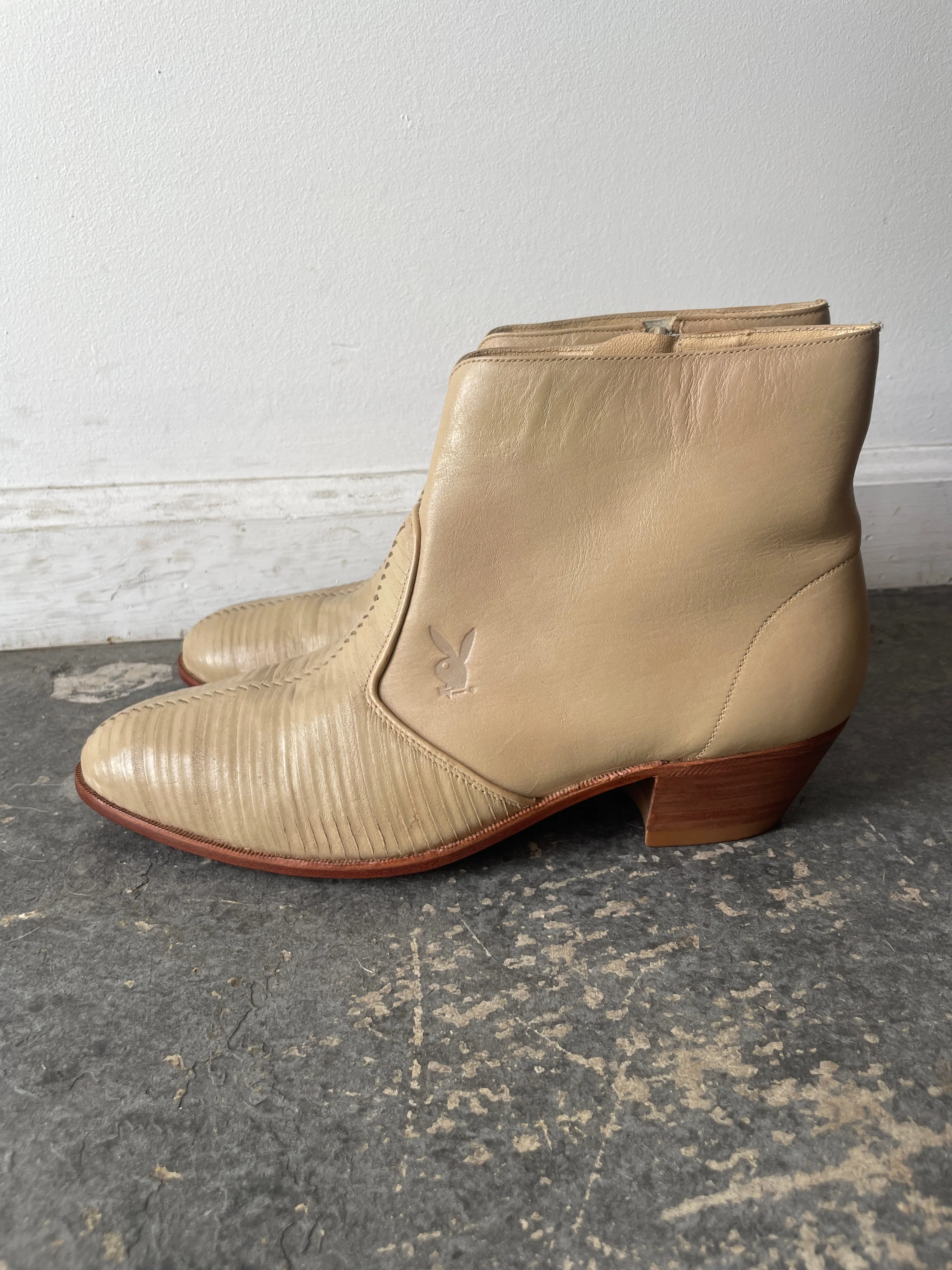 Vintage Original Playboy Cream Heeled Booties