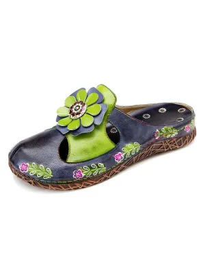 Vintage Printed Handmade Flat Slippers
