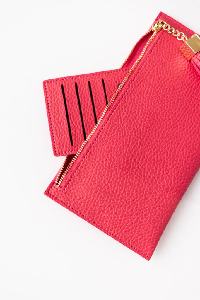 Wallet Pouch w/ CC Organizer, Coral Pink