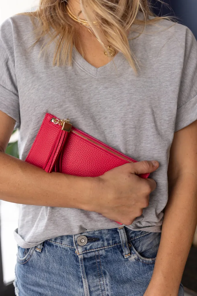 Wallet Pouch w/ CC Organizer, Coral Pink