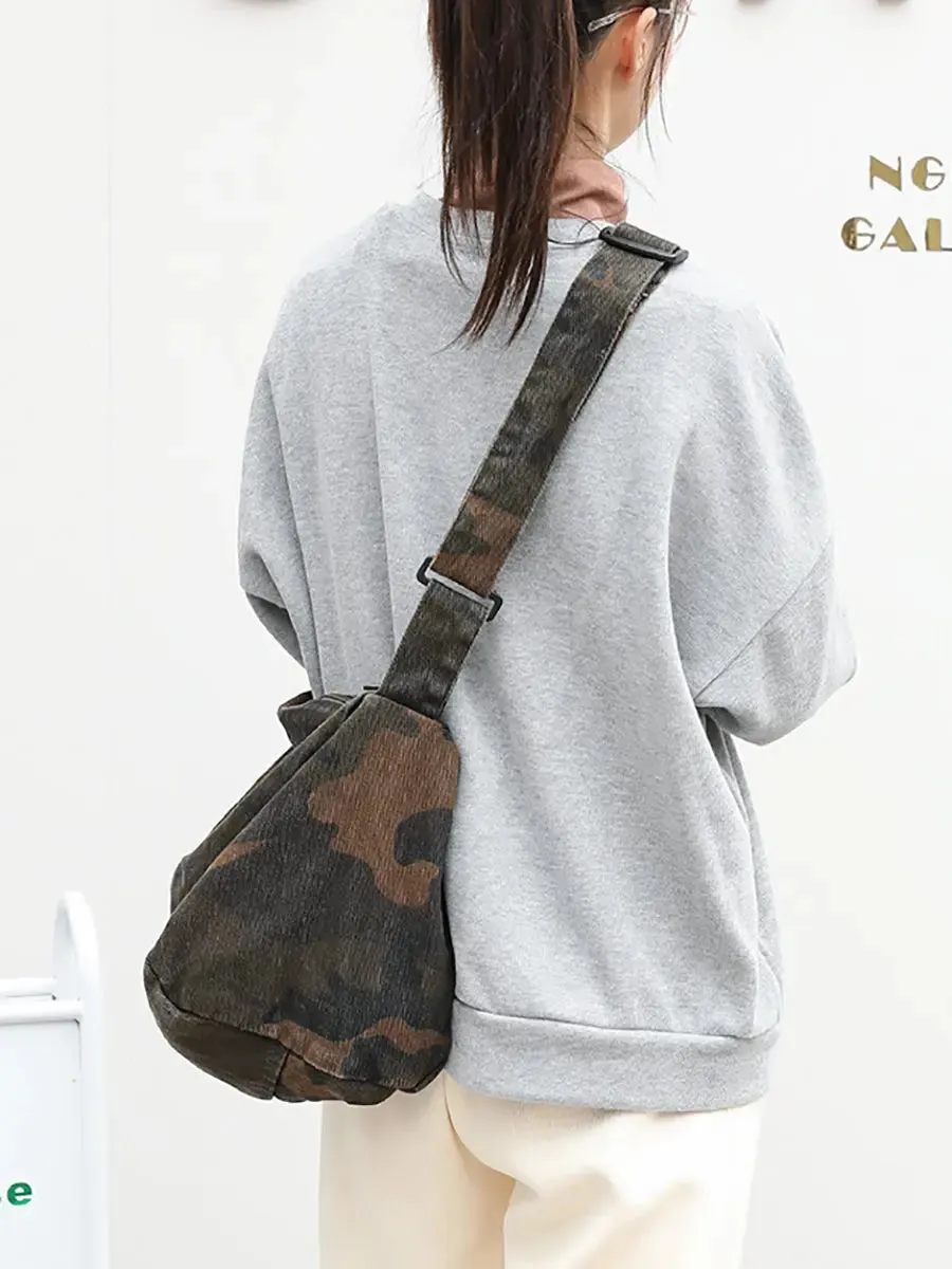 Women Camouflage Washed Shoulder Bag Crossbody Bag
