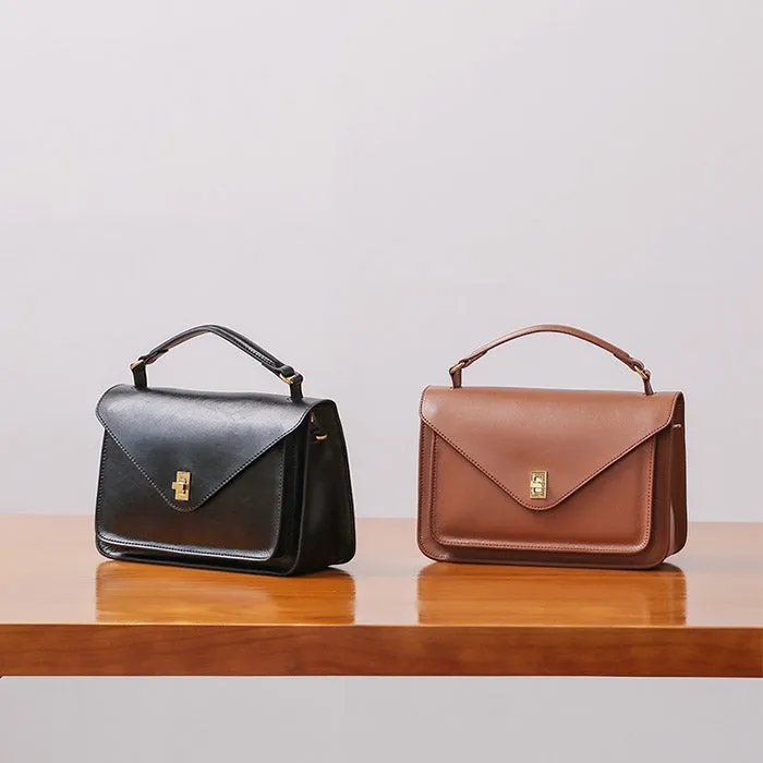 Womens Blue Leather Satchel Bag Crossbody Bags Purses for Women