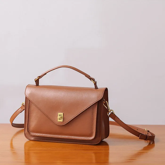 Womens Blue Leather Satchel Bag Crossbody Bags Purses for Women