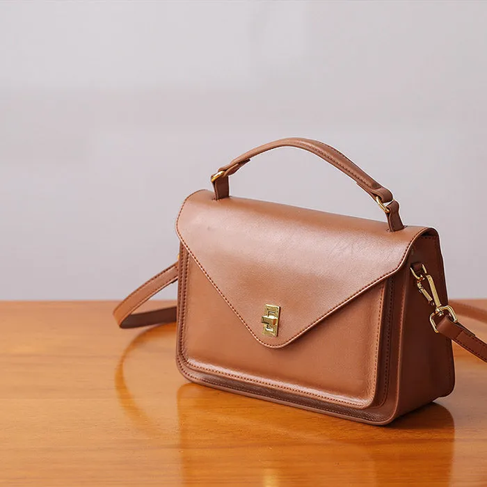 Womens Blue Leather Satchel Bag Crossbody Bags Purses for Women