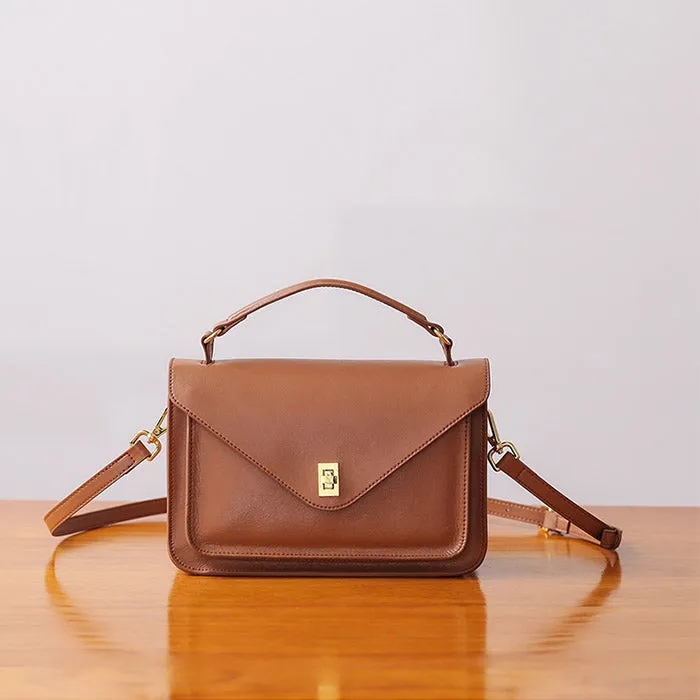 Womens Blue Leather Satchel Bag Crossbody Bags Purses for Women