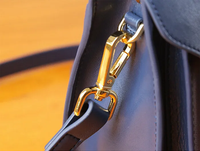 Womens Blue Leather Satchel Bag Crossbody Bags Purses for Women