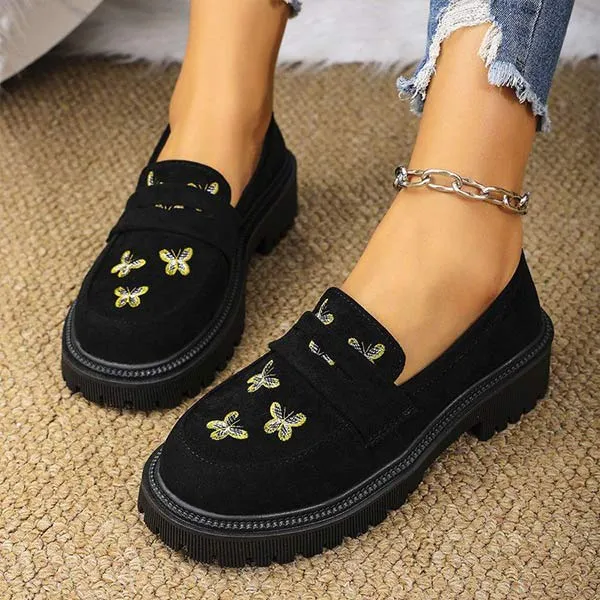 Women's Thick-Soled Slip-On French Loafers 27294939C