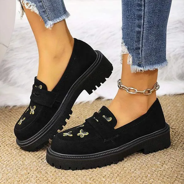 Women's Thick-Soled Slip-On French Loafers 27294939C